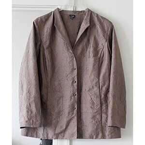 Eileen Fisher - sz 2X - 100% Crushed Silk Dupioni Jacket, color Mocha, Plus Sz